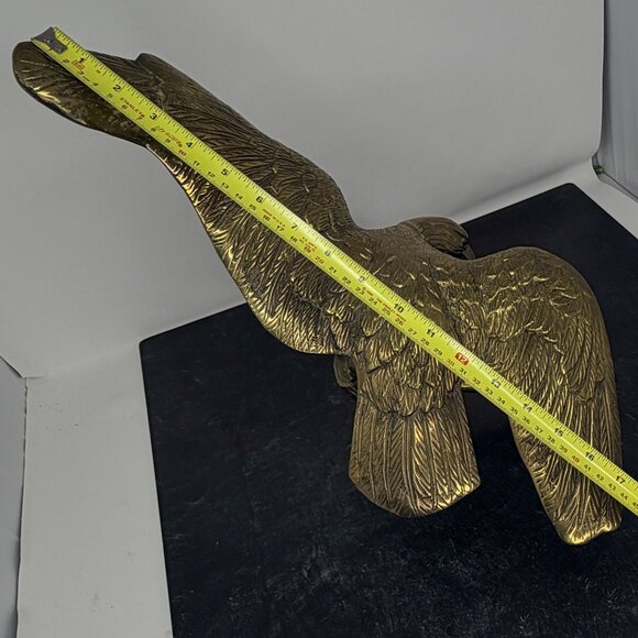 Vtg Solid Brass Eagle Sculpture 15.5" Tall Patriotic Statue Mid Century Decor - Picture 16 of 16